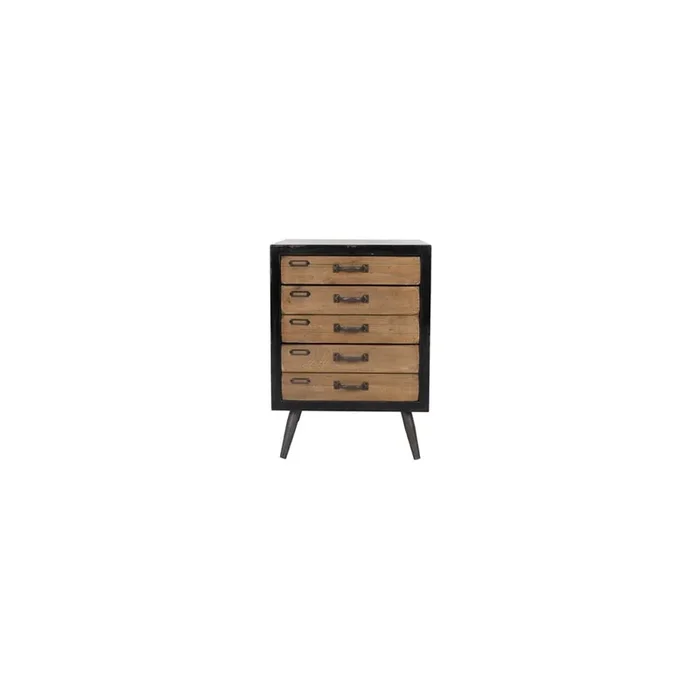 Cassettiera Sol Con effetto pino, in MDF, trattamento della superficie: verniciatura colorata, nera/di colore naturale, larghezza totale 46 cm, altezza totale 63 cm, profondità totale 38 cm