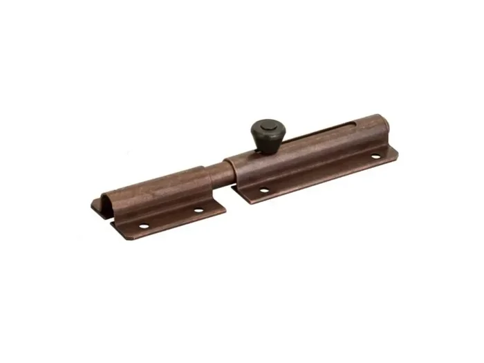 Catenaccio trasversale leggero, asta tonda, acciaio bronzato, 16,5 cm