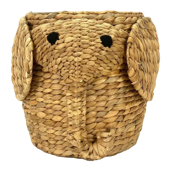 Cesta per giochi da bambino Elephant In giacinto d’acqua, con stampe, di colore naturale, ø 30×35 cm