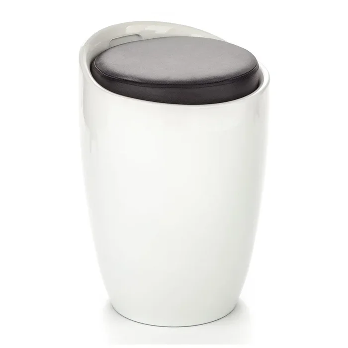 Cesta per il bucato In plastica, bianca/nera, 40 l