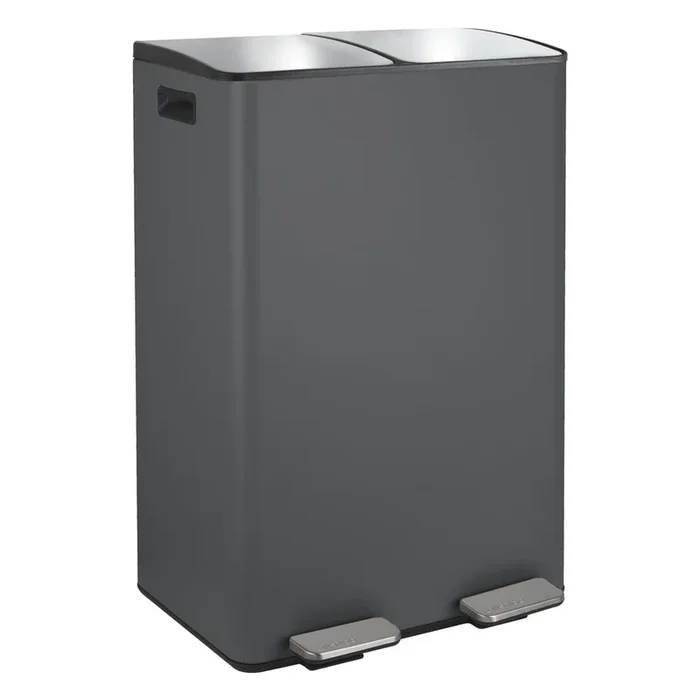 Cestino per la spazzatura Aliya Per raccolta differenziata/con pedale, in acciaio, grigio scuro, 2×30 l