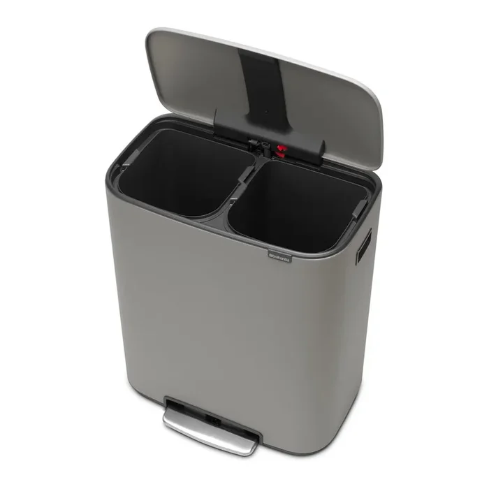 Cestino per la spazzatura Bo Per raccolta differenziata/con pedale, in acciaio, grigio chiaro, 2×30 l