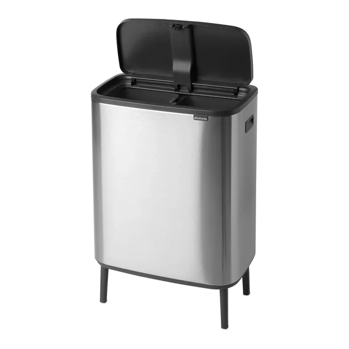 Cestino per la spazzatura Bo Touch Bin Hi Per raccolta differenziata/touch, in acciaio, color argento opaco, 2×30 l