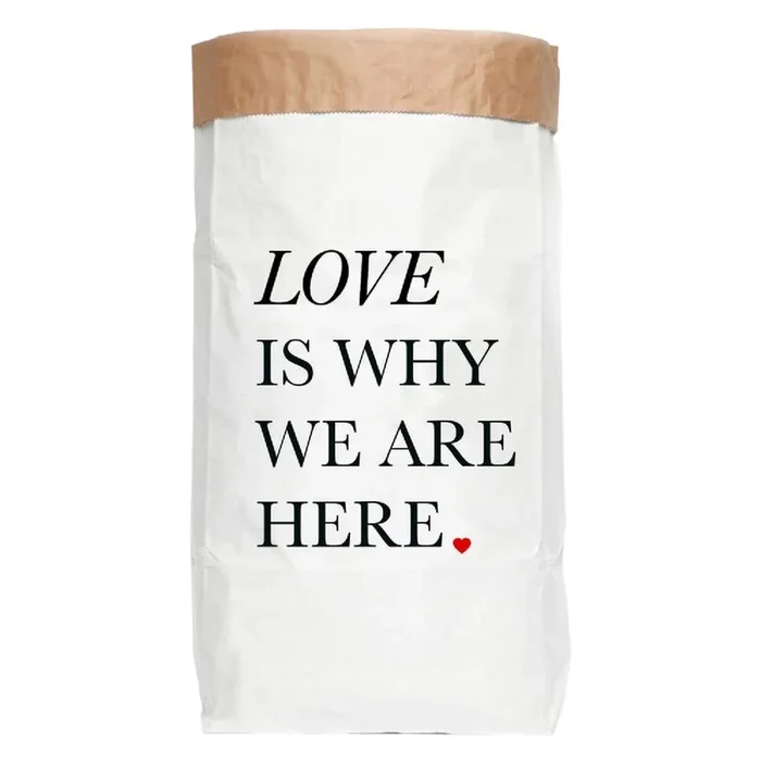 Cesto Love is Why Contenitivo, in carta, bianco/nero/marrone, altezza totale 90 cm