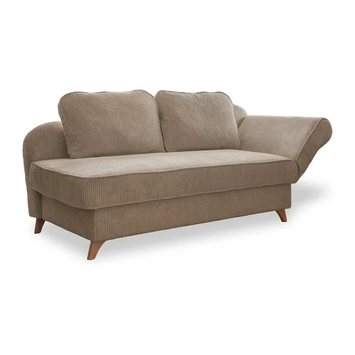 Chaise longue Chic Charlotte Con penisola a destra, con rivestimento in velluto a coste, grigio tortora, larghezza totale 216 cm, profondità totale 92 cm, peso 62 kg