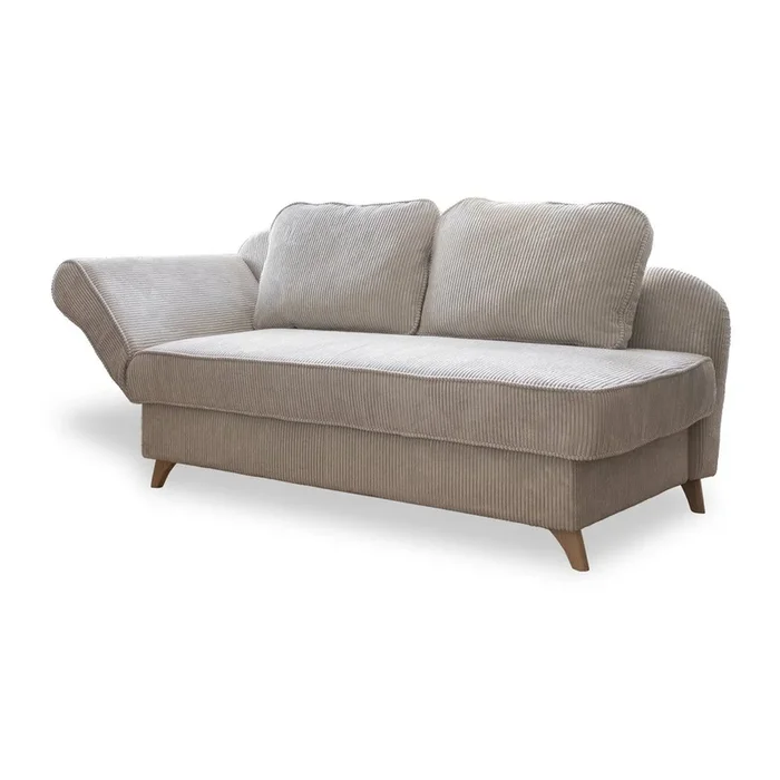 Chaise longue Chic Charlotte Con penisola a sinistra, con rivestimento in velluto a coste, beige, larghezza totale 216 cm, profondità totale 92 cm, peso 62 kg
