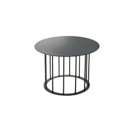 Chic tavolino rotondo Ø 60 metallo nero e piano grigio