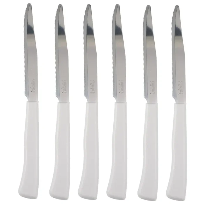 Coltelli Da Cucina carne 24pz Manico in Polipropilene Doppia Affilatura 22cm