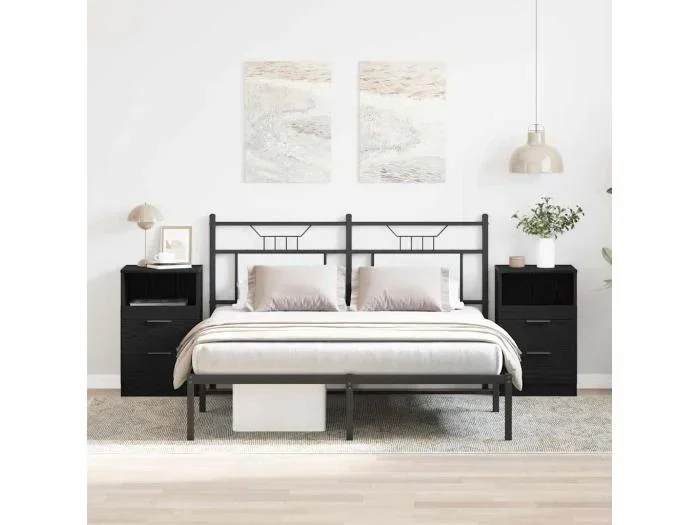 Comodini 2 pz Rovere nero 40x35x65 cm Legno ingegnerizzato