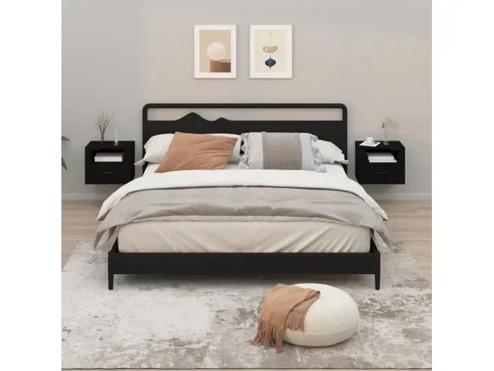Comodini a Muro 2 pz Nero 50x36x40 cm