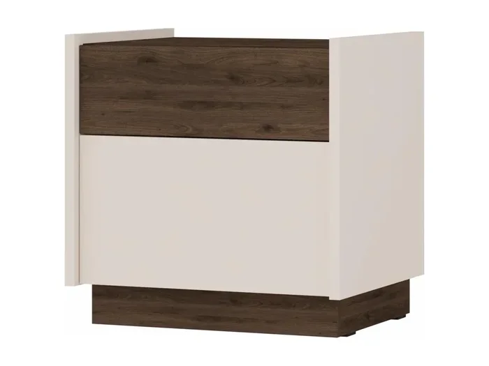 Comodino – con 2 cassetti – Beige / Noce – 50 cm – KOBBE