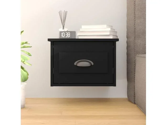 Comodino a Parete Nero 41,5x36x28 cm