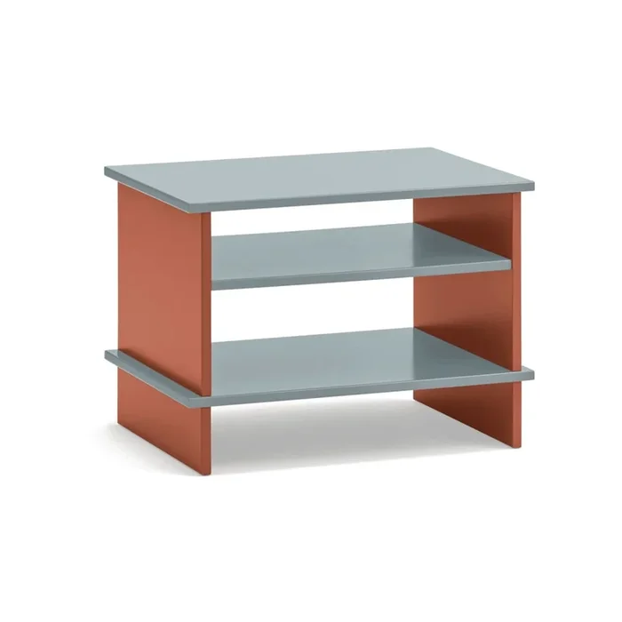 Comodino Inari Con ripiani, color mattone/grigio, 54×40 cm, altezza totale 40 cm