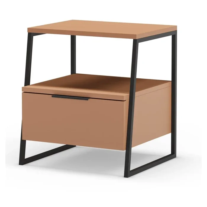 Comodino Velia Color mattone, 45×40 cm, altezza totale 50 cm