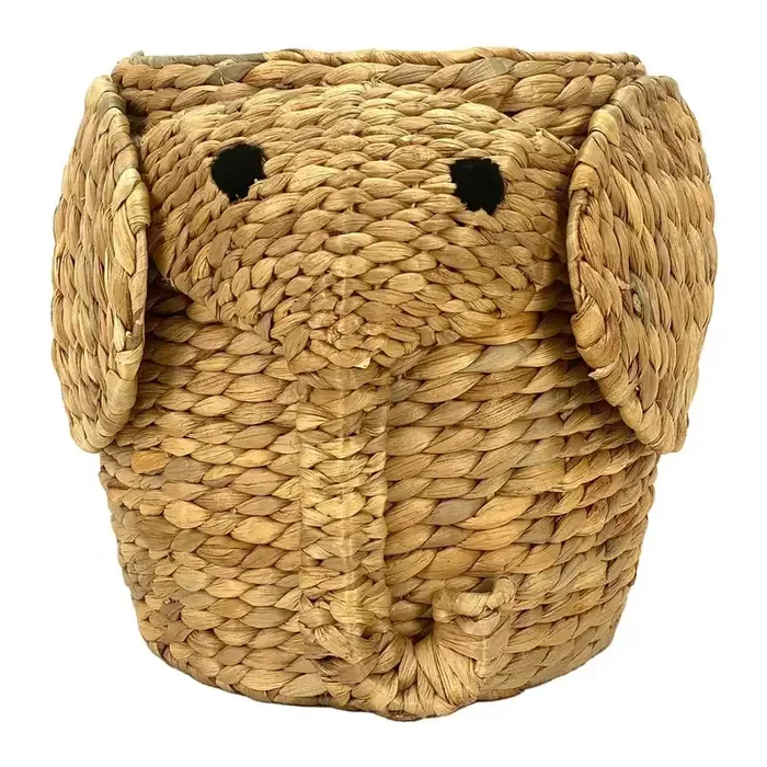 CompactorCesta per giochi da bambino ElephantIn giacinto d‘acqua, con stampe, di colore naturale, ø 30×35 cm