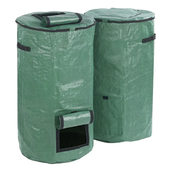 Compostiere in set 2 pz, in plastica, verdi, 125 l