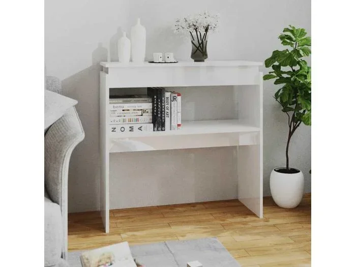 Consolle bianca lucida 80x30x80 cm in legno composito
