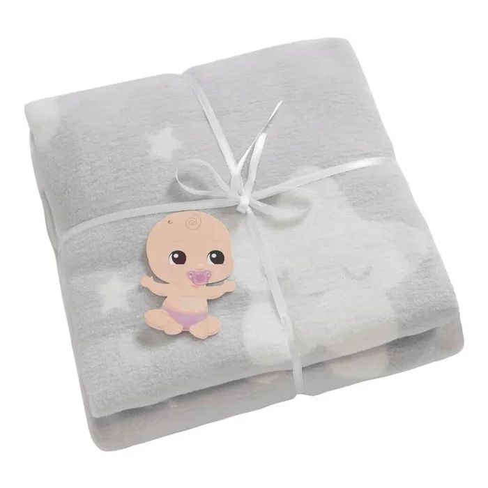 Coperta per bambini Star In vello, con fantasia stelle, grigio chiaro, 100×120 cm
