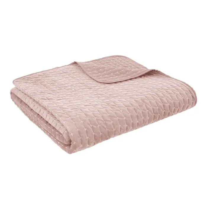 Copriletto Attica Velvet Con rivestimento trapuntato, in velluto, rosa polveroso, 240×260 cm