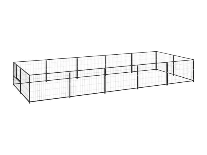 Cuccia da esterno gabbia recinto parco animali cane nero 10 m² acciaio 02_0000485