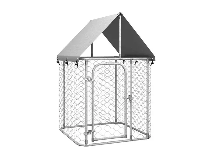 Cuccia gabbia per animali da esterno con tetto 100 x 100 x 150 cm Argento 02_0041904
