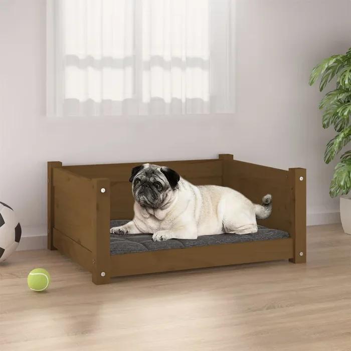 Cuccia per Cani Divano Relax 65,5×50,5x28cm in Legno Massello di Pino Miele