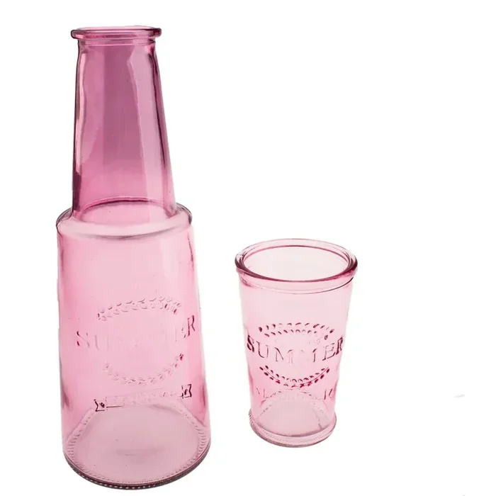 DaklsSet di caraffa e bicchiere Summer800 ml, in vetro, rosa