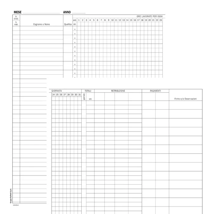 DATA-UFFICIO – Registro presenze mensili 48pag. 31×24,5cm du – DU131301200