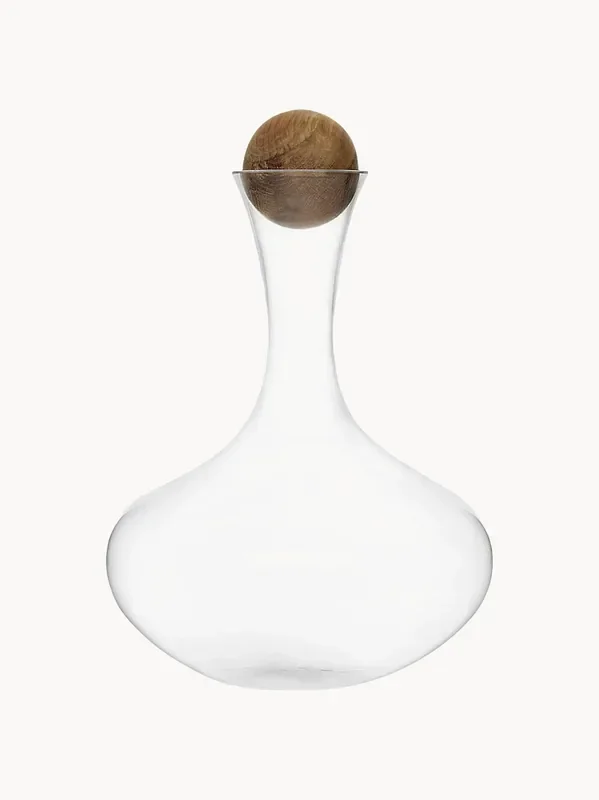 Decanter in vetro soffiato con tappo in legno Eden, 2 L
