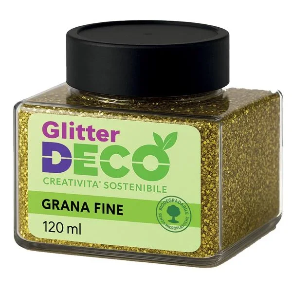 DECO – Glitter bio grana fine flacone 120ml oro – 13398/01