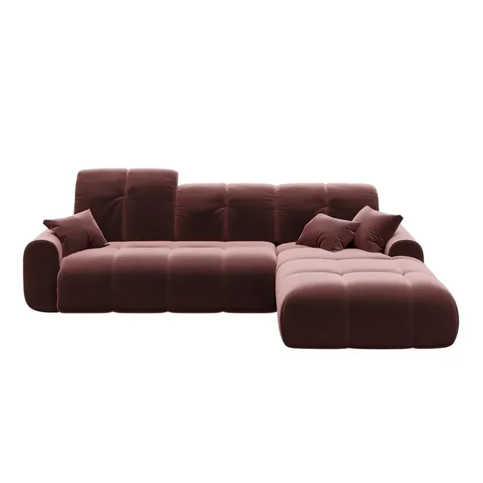 devichyDivano angolare TousCon rivestimento in velluto, allungabile/con contenitore, con penisola a destra/con chaise lounge, rosa, a quattro posti, larghezza totale 290 cm