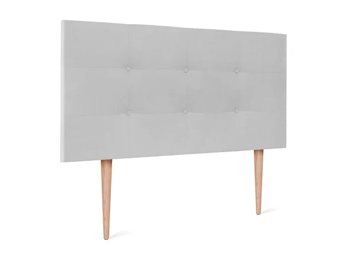DHOME Testiera capitonné Aqualine in tessuto 110×115 cm con gambe letto 105 – Grigio perla