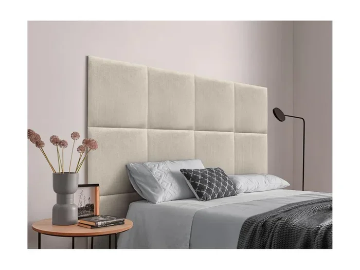 DHOME Testiera imbottita in velluto a coste premium composta da pannelli autoadesivi intercambiabili Camera imbottita (Beige,90 cm)