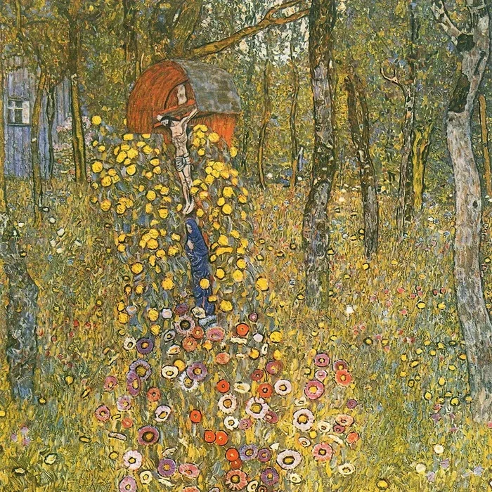 Dipinto Farm garden with crucifix – Gustav Klimt 60×60 cm, – replica, dipinto su tela