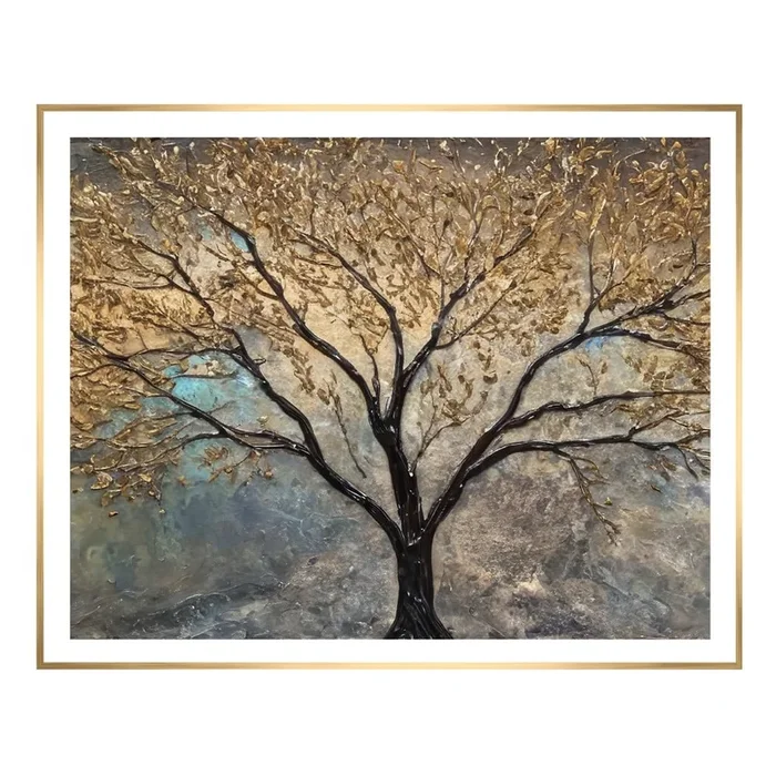 Dipinto Golden Tree 40×50 cm, con cornice inclusa