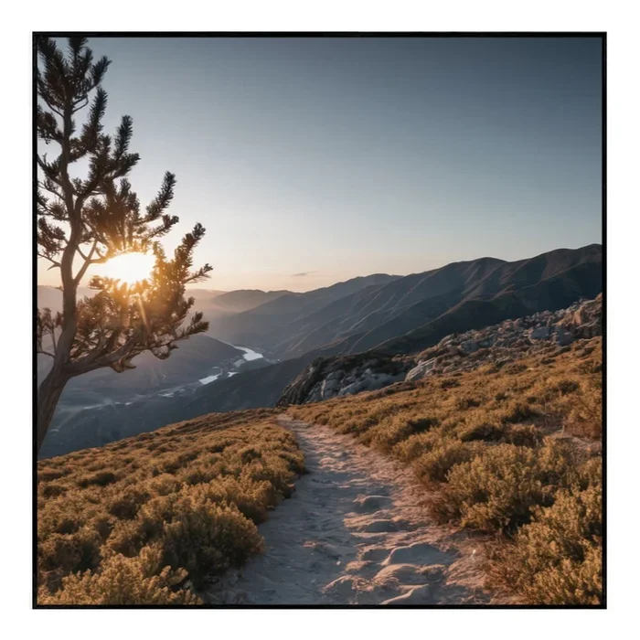 Dipinto Mountain Path 50×50 cm, con cornice inclusa