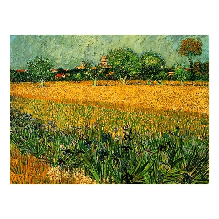 Dipinto View of arles with irises in the foreground – Vincent van Gogh 40×30 cm, – replica, dipinto su tela