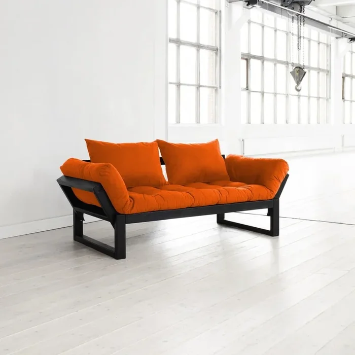 Divano Allungabile, arancione, a due posti, larghezza totale 80 cm