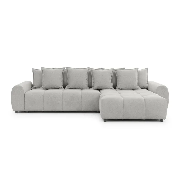 Divano angolare Albane Con penisola a destra/con chaise lounge, idrorepellente/antimacchia, grigio chiaro, a quattro posti, larghezza totale 306 cm
