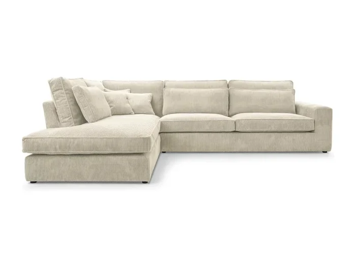 Divano angolare COBRA, tessuto LINCOLN, con cuscini, schienale Wave Spring, indipendente, layout sinistro, 89x314x224cm, Beige