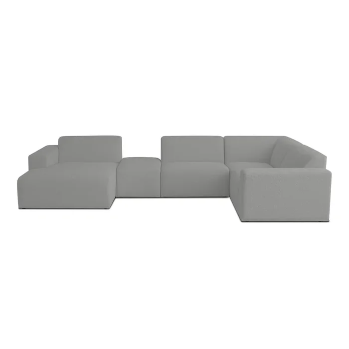 Divano angolare componibile Roxy Con rivestimento in bouclé, a U, grigio, a cinque o più posti, larghezza totale 362 cm