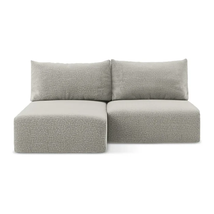 Divano angolare Kalena Con rivestimento in ciniglia, allungabile/con contenitore, con penisola a sinistra/con chaise lounge, grigio chiaro, a tre posti, larghezza totale 210 cm