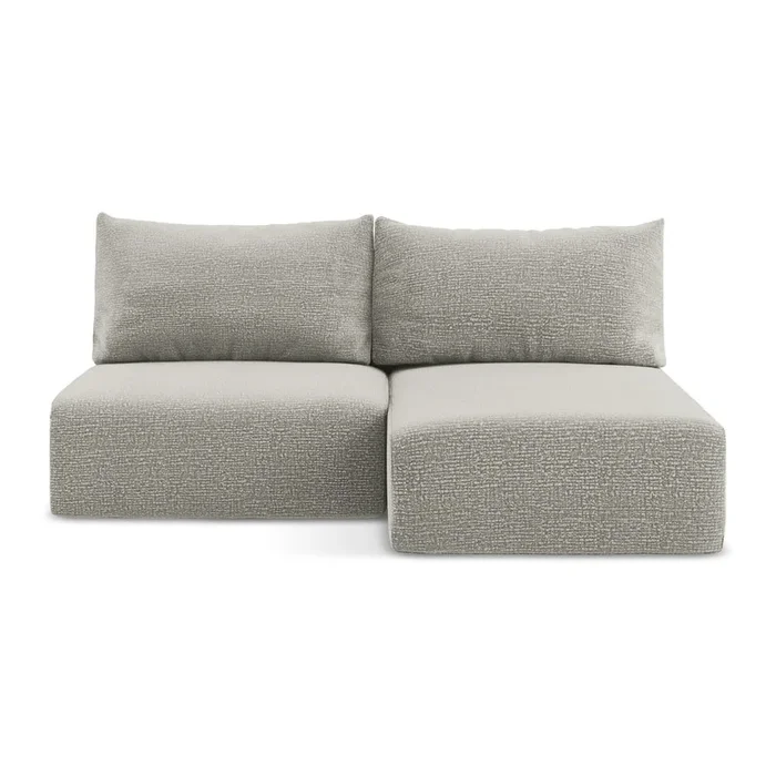 Divano angolare Kalena Con rivestimento in ciniglia, allungabile/con contenitore, con penisola a destra/con chaise lounge, grigio chiaro, a tre posti, larghezza totale 210 cm