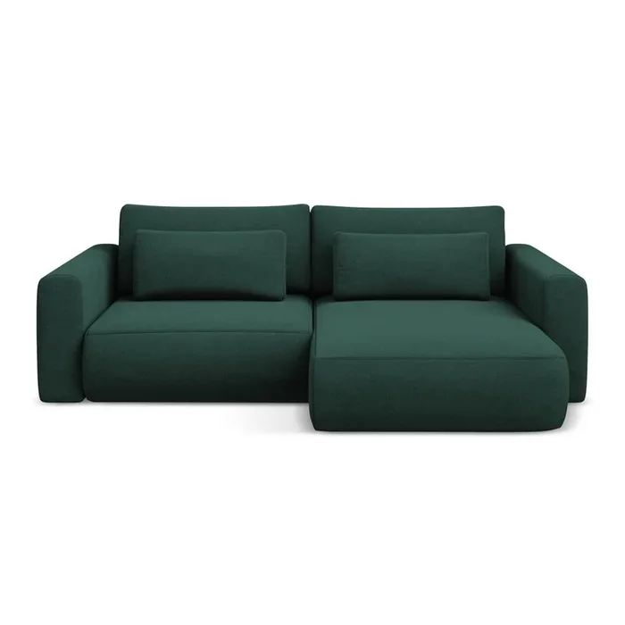 Divano angolare Kapua Allungabile/con contenitore, con penisola a destra/con chaise lounge, idrorepellente, verde, a tre posti, larghezza totale 240 cm