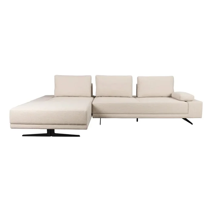 Divano angolare Shelly Con penisola a sinistra, color crema, a quattro posti, larghezza totale 308 cm