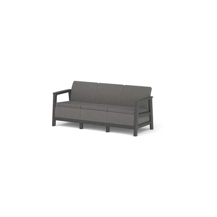 Divano da giardino Scandi Linea A tre posti, grigio, larghezza totale 182,5 cm, altezza totale 77,5 cm, profondità totale 73 cm
