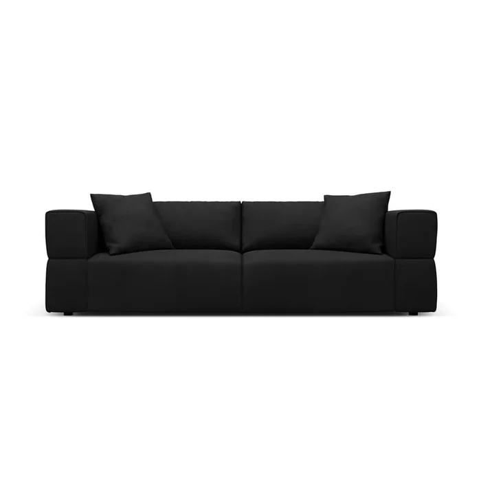 Divano Esther Con rivestimento in ciniglia, nero, a tre posti, larghezza totale 248 cm