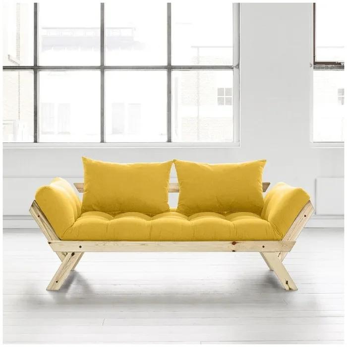 Divano Per il riposo quotidiano/allungabile, giallo, a due posti, larghezza totale 80 cm