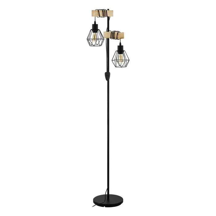 EGLOLampada da terra TOWNSHEND 5Nera/di colore naturale, altezza totale 166,5 cm