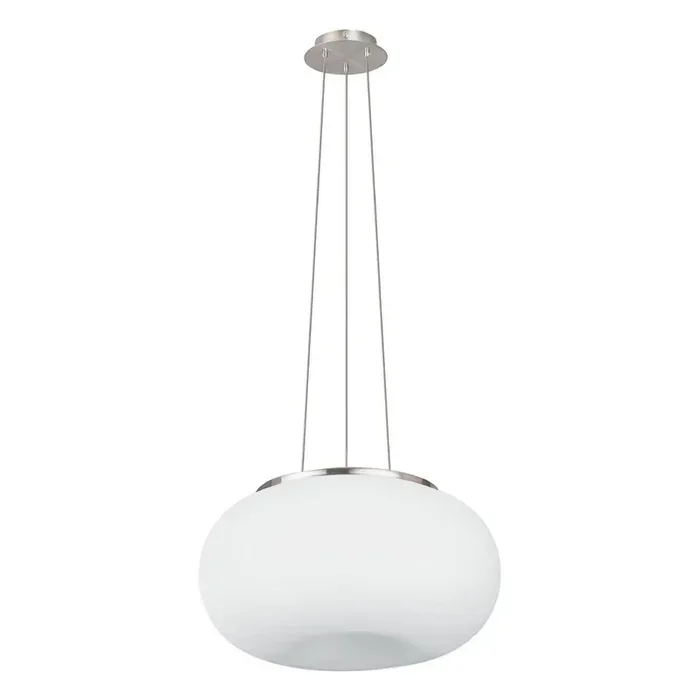 EGLOLampadario OPTICACon paralume in vetro, in metallo, bianco/argentato, ø 44,5 cm, altezza totale 110 cm